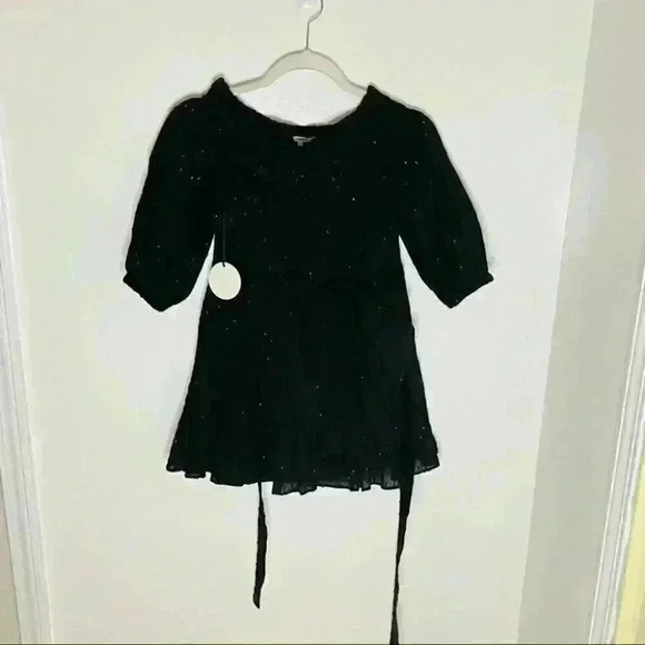 NEW Tularosa Maida Faux Wrap Ruffle Silver Dot and Black Dress Clubbing Party - Picture 3 of 7